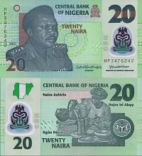 20 Naira Nigéria 2021, polymer P34q UNC - Kliknutím na obrázok zatvorte -